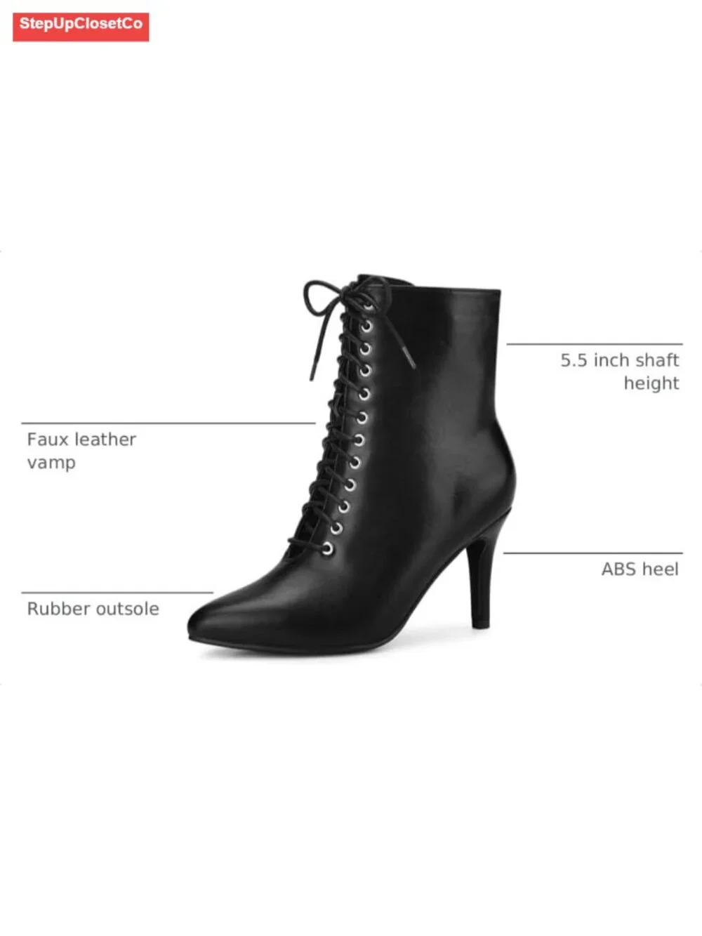 Women's Pointy Toe Lace Up Stiletto Heel Ankle Boots